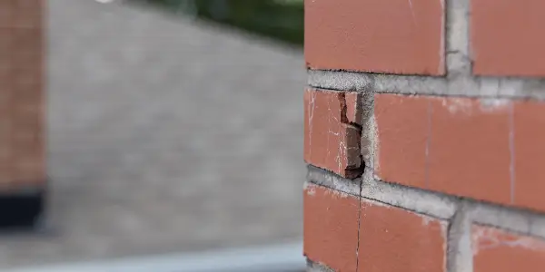 Closeup of a damaged chimney on a Pacific Northwest home